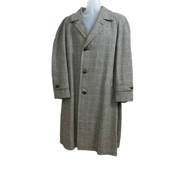 Weatherfield Wool Overcoat Mens Houndstooth Plaid Preppy City Old Money 90’s